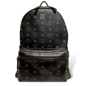 MCM Blk/Gry Monogram Stark Side Studs Backpack in Visetos |Size: 42.5cm|